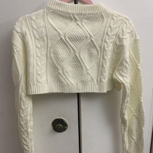 Cropped White Sweater Small - Picture 2 of 4